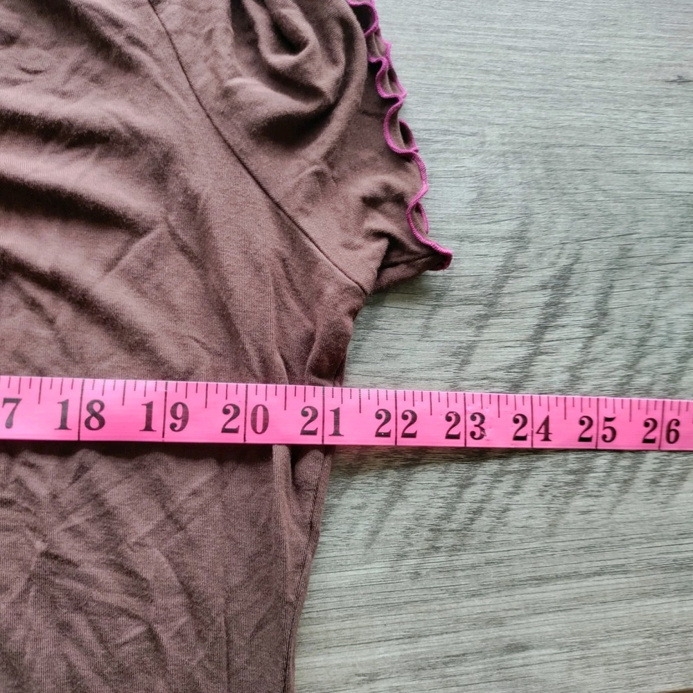 Nottibianche by Cabernet Brown Lettuce-Trim Top with Smocked Sunburst Detail L - Picture 4 of 6